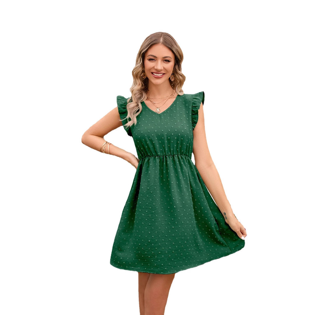 Damen Verspieltes Freizeitkleid mit Rüschendetails und tailliertem Schnitt Drune