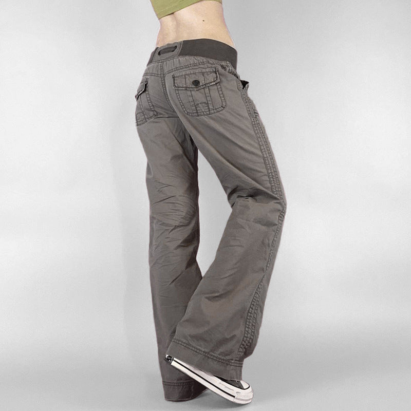 Damen Flared Pants mit modischem Taillengürtel Drune