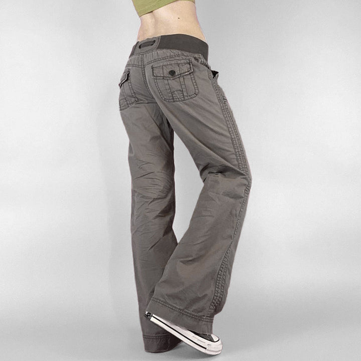 Damen Flared Pants mit modischem Taillengürtel Drune
