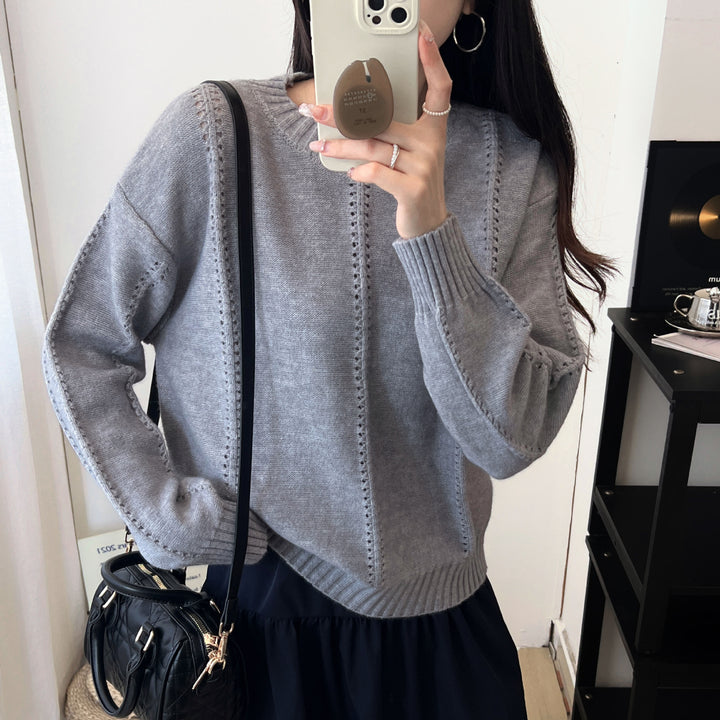 Damen Grobstrickpullover mit modernen Struktur-Details und lässigem Schnitt Drune