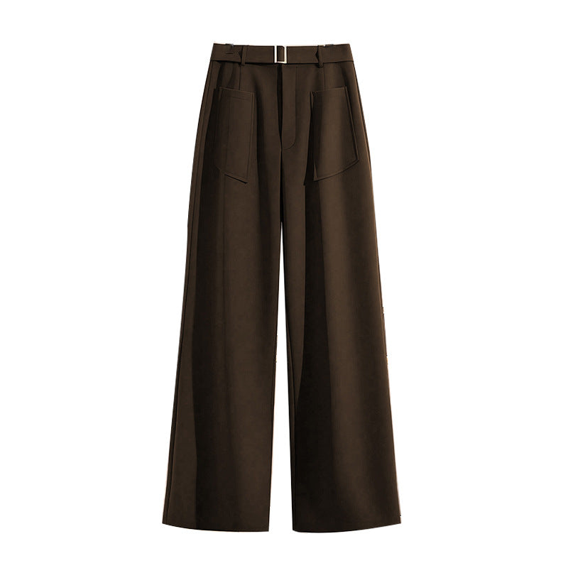 Damen Weit geschnittene Culotte mit dekorativem Gürtel und praktischen Taschen Drune