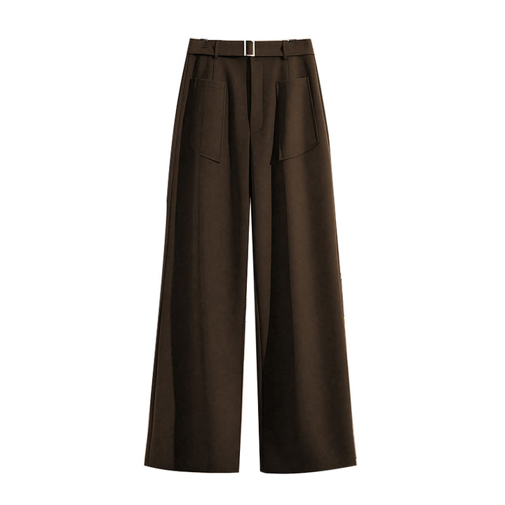 Damen Weit geschnittene Culotte mit dekorativem Gürtel und praktischen Taschen Drune
