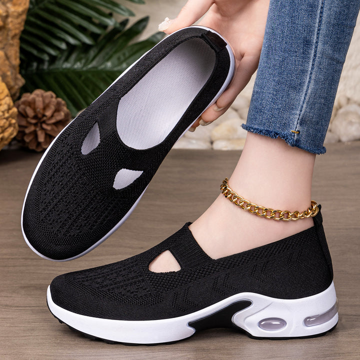 Damen nan gestrickter Schlupf-Sportslipper mit elastischem Einstieg, Cut-Out-Detail und sichtbarer Luftdämpfung Drune