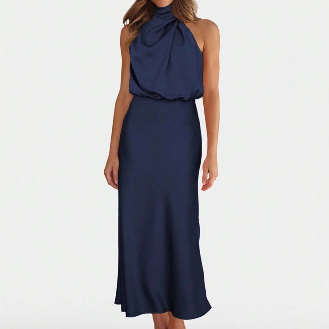 Damen Elegantes Trägerkleid mit drapiertem Oberteil und A-Linien-Schnitt Drune