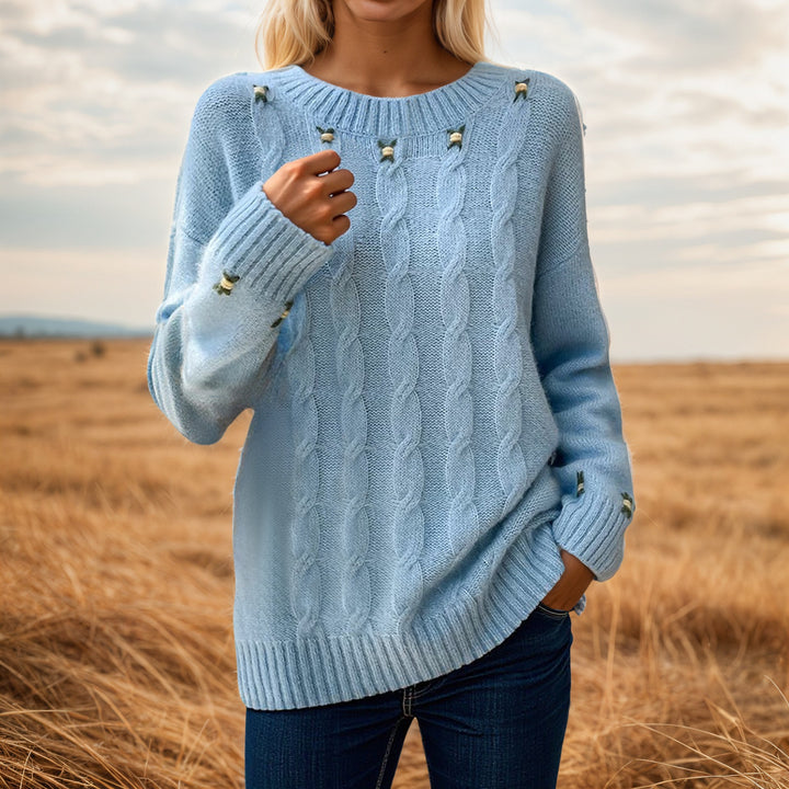 Damen Strickpullover mit lässigem Schnitt und exquisite Details Drune