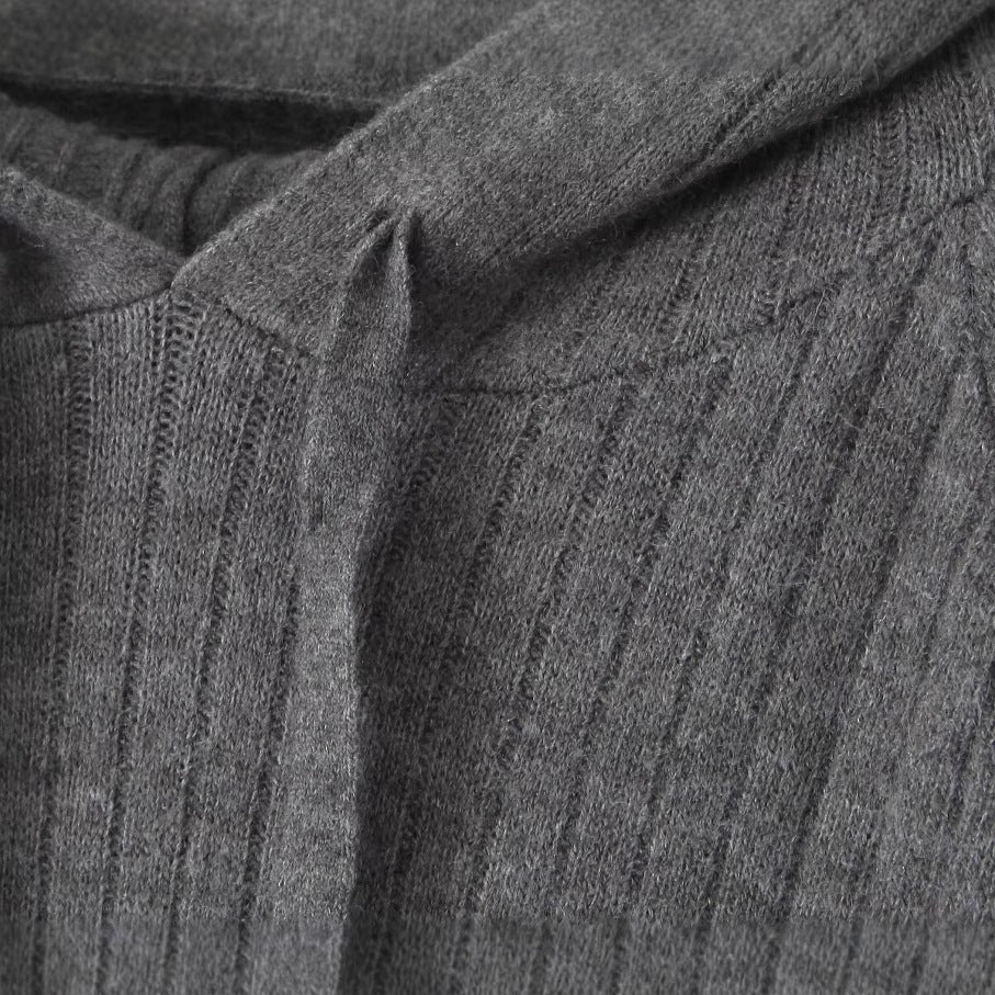 Damen Strickhoodiekleid mit Kapuze und Rippenmuster Drune