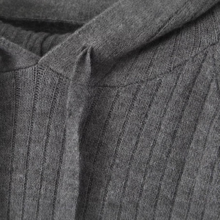 Damen Strickhoodiekleid mit Kapuze und Rippenmuster Drune