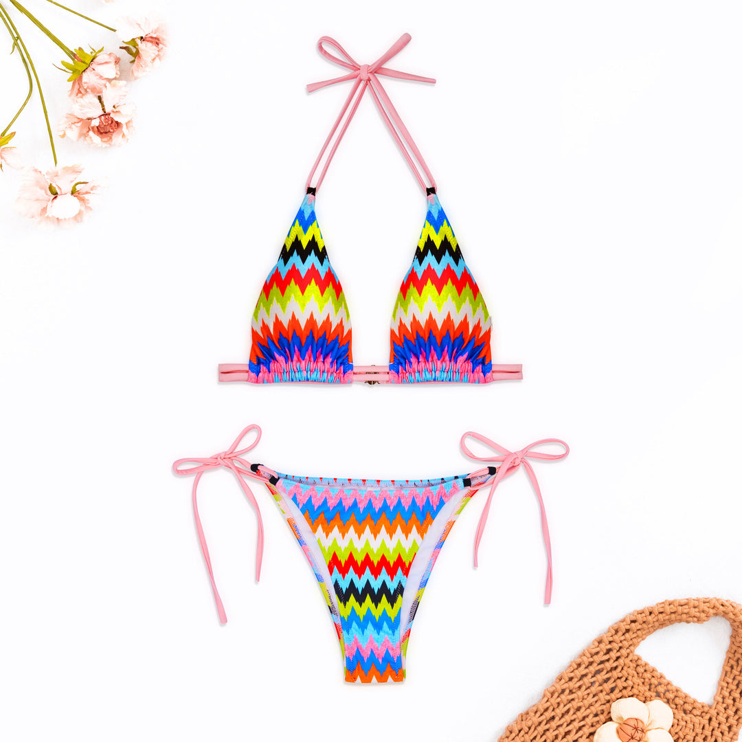 Damen Gemusterter Bikinis mit verstellbaren Trägern Drune