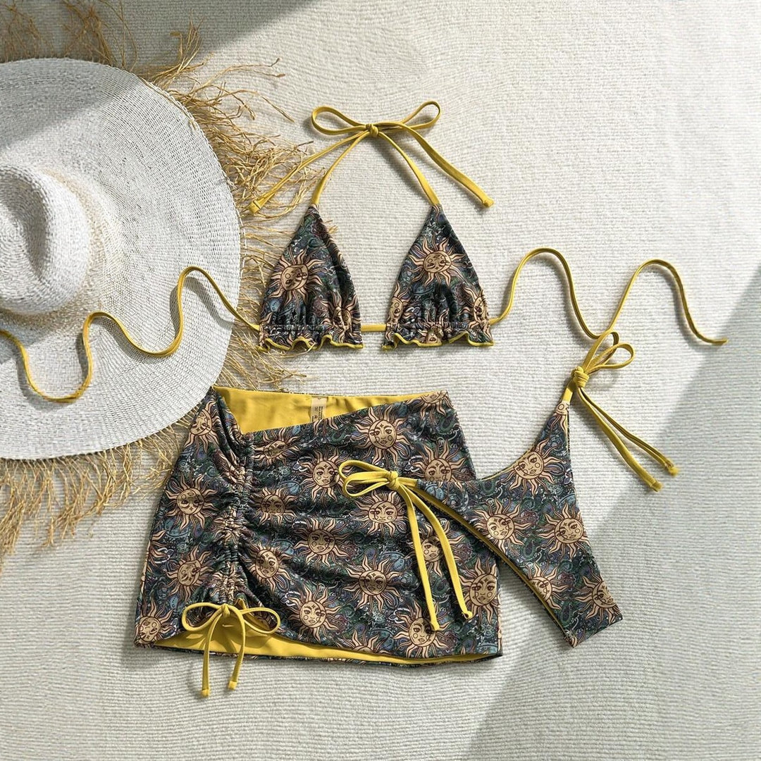 Damen Triangel-Bikini mit Wickelrock Drune