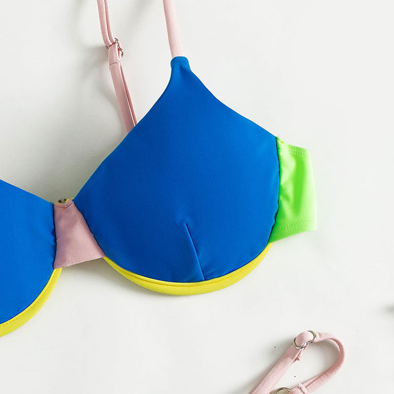 Damen Triangel-Bikini mit verstellbaren Trägern und innovativem Farbdesign Drune
