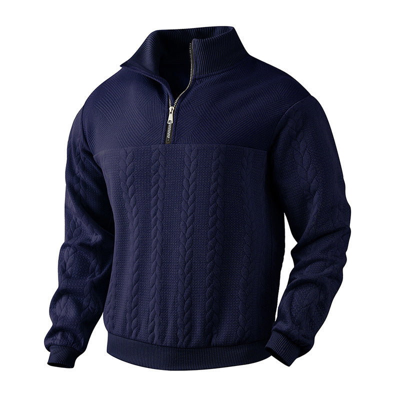 Herren Strickpullover mit Reißverschluss und strukturiertem Design Drune