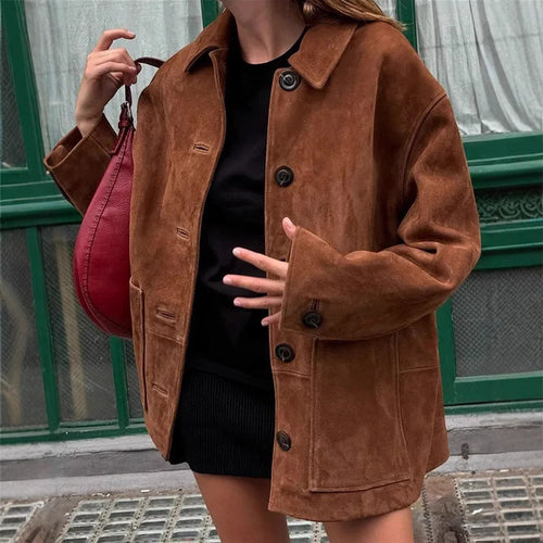 Damen Oversized Wildlederjacke Drune