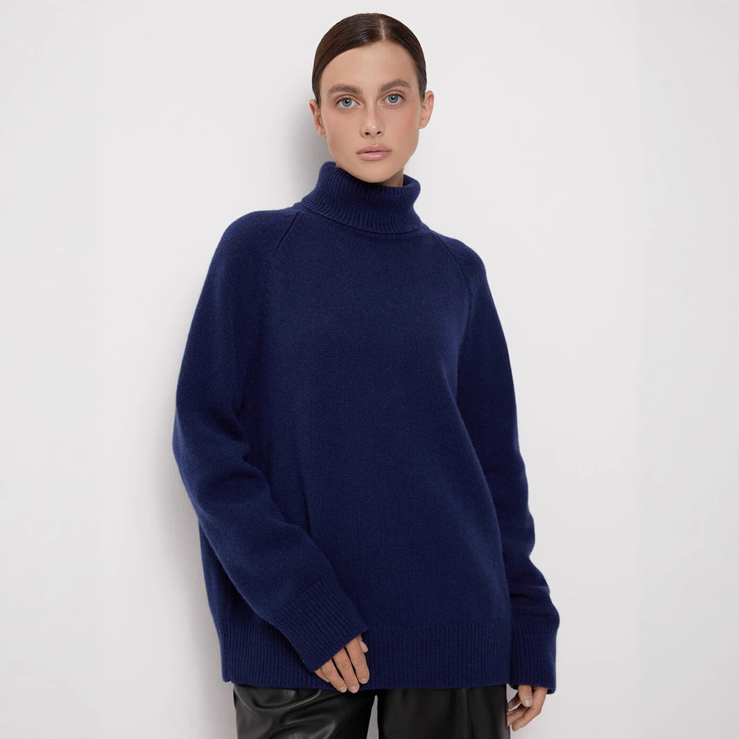 Damen Strickpullover mit hohem Kragen und lässigem Schnitt Drune