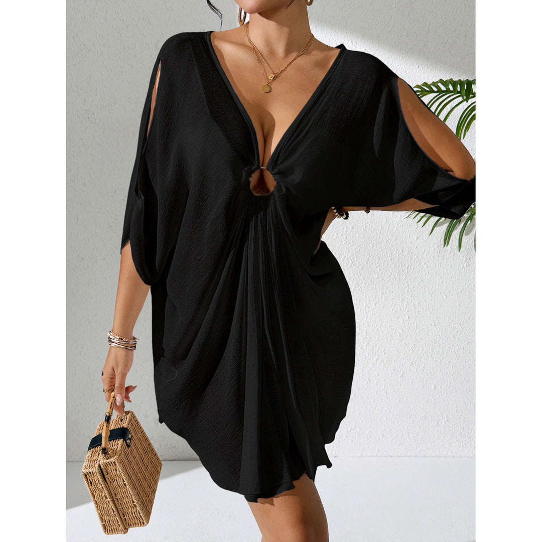 Damen Strandkleid mit tiefem V-Ausschnitt und lockerem Schnitt Drune