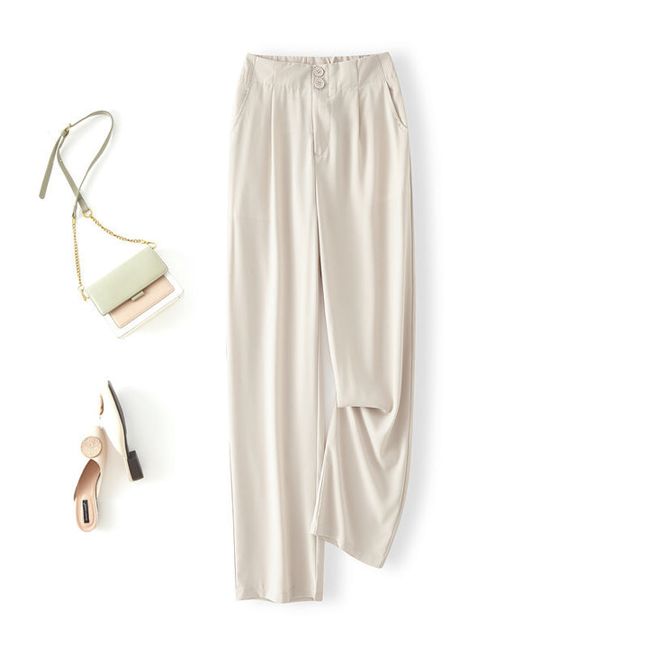 Damen Elegante Chino-Hose mit hohem Bund und seitlichen Taschen Drune
