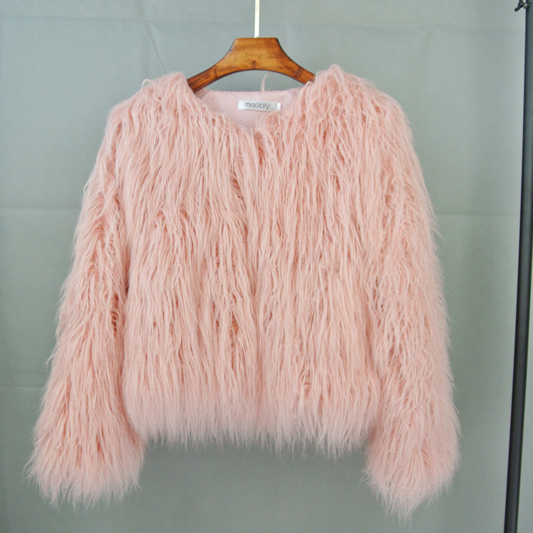 Damen Flauschige Kunstfelljacke mit lockerer Passform und voluminösem Design Drune