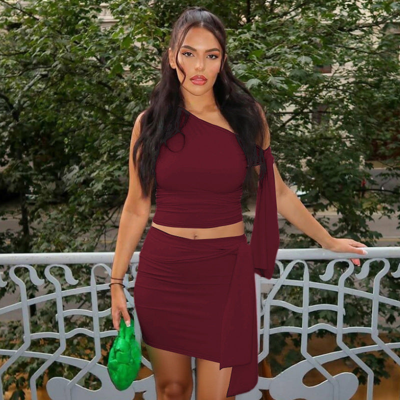 Damen One-Shoulder Mini-Kleid mit Raffung und elegantem Detail Drune