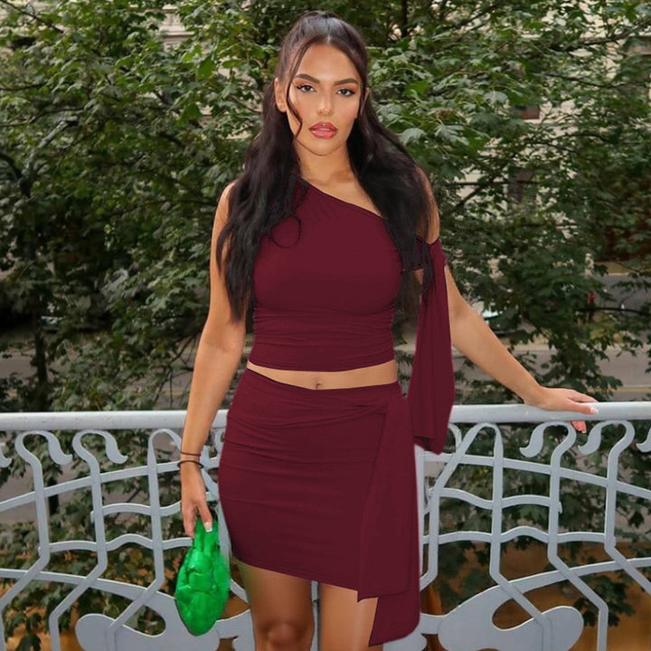 Damen One-Shoulder Mini-Kleid mit Raffung und elegantem Detail Drune