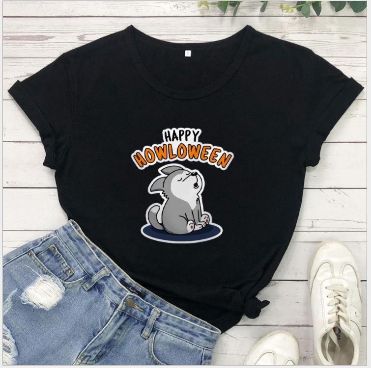 Frauen Grafik T-Shirt mit verspieltem Halloween Hundedesign Drune