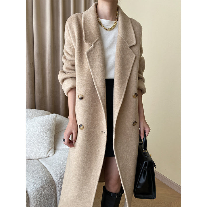 Damen Eleganter Wollmantel mit doppelter Knopfleiste Drune