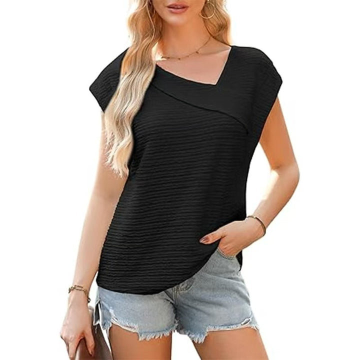Damen elegantes Oberteil mit asymmetrischem Schnitt und modischem Texturmuster Drune