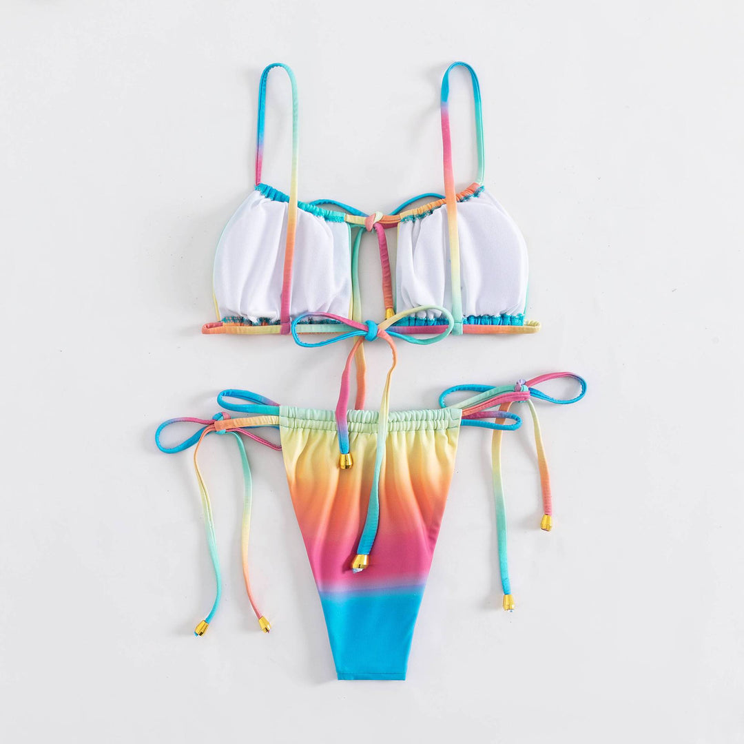 Damen Bikiniset mit verstellbaren Trägern und buntem Farbverlauf Drune