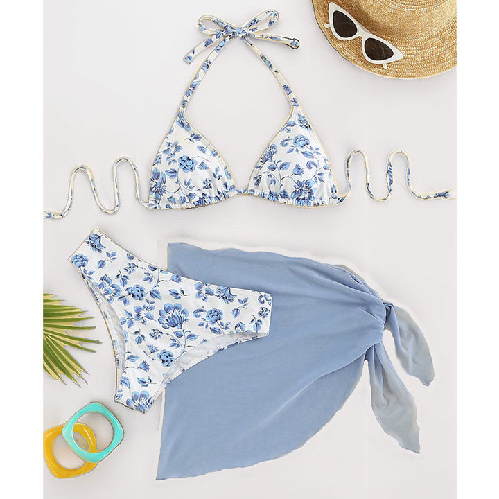 Damen Triangel-Bikini mit floralen Mustern und seitlichem Wickelelement Drune