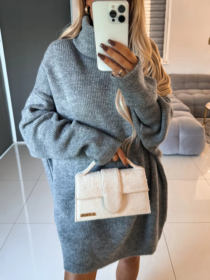 Damen Oversized Strickpullover mit Rollkragen Drune
