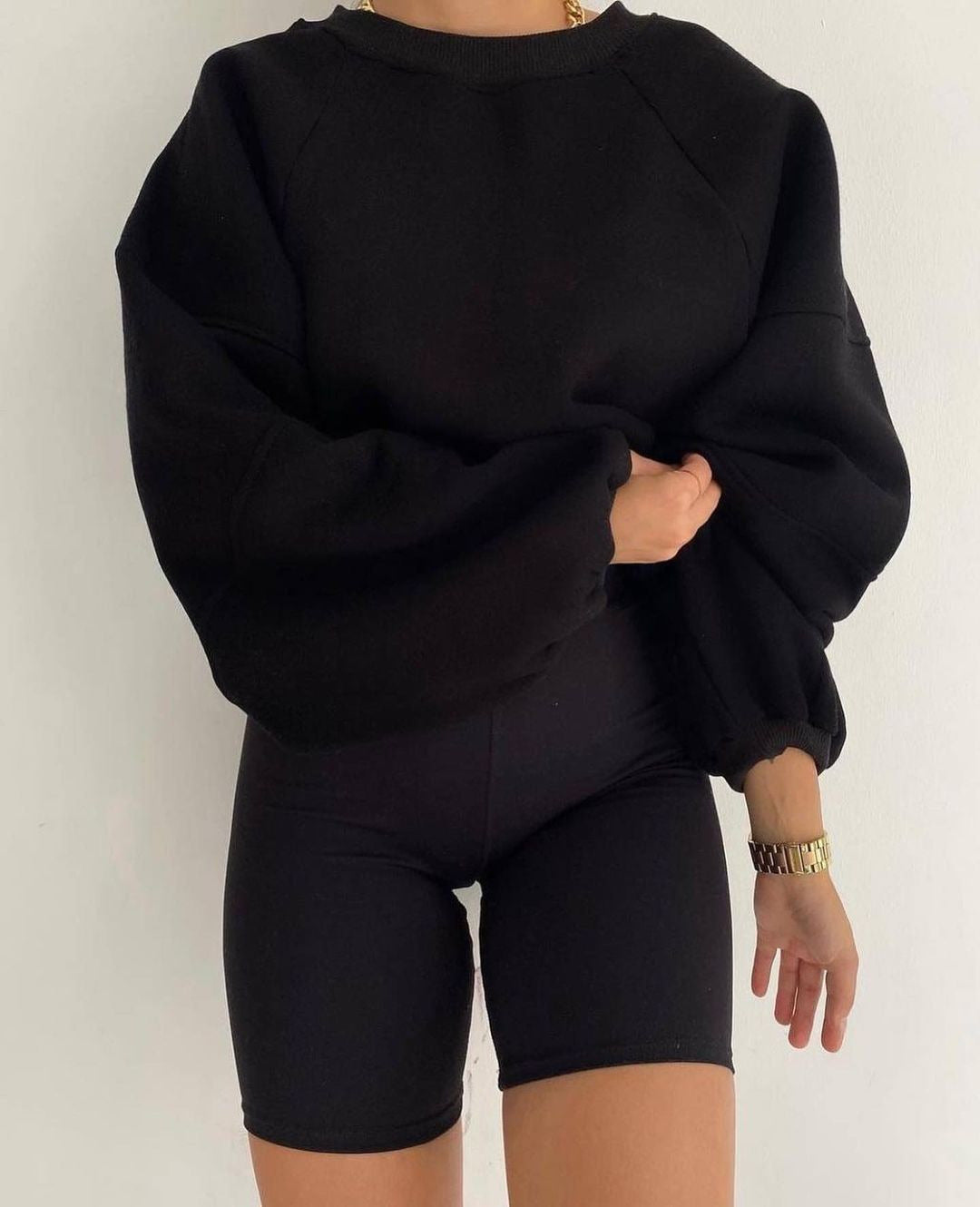 Damen Oversized Sweatshirt mit Puffärmeln Drune