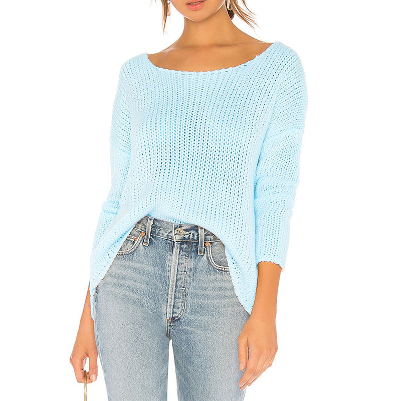 Damen luftiger Strickpullover mit weitem Schnitt und modernen Details Drune
