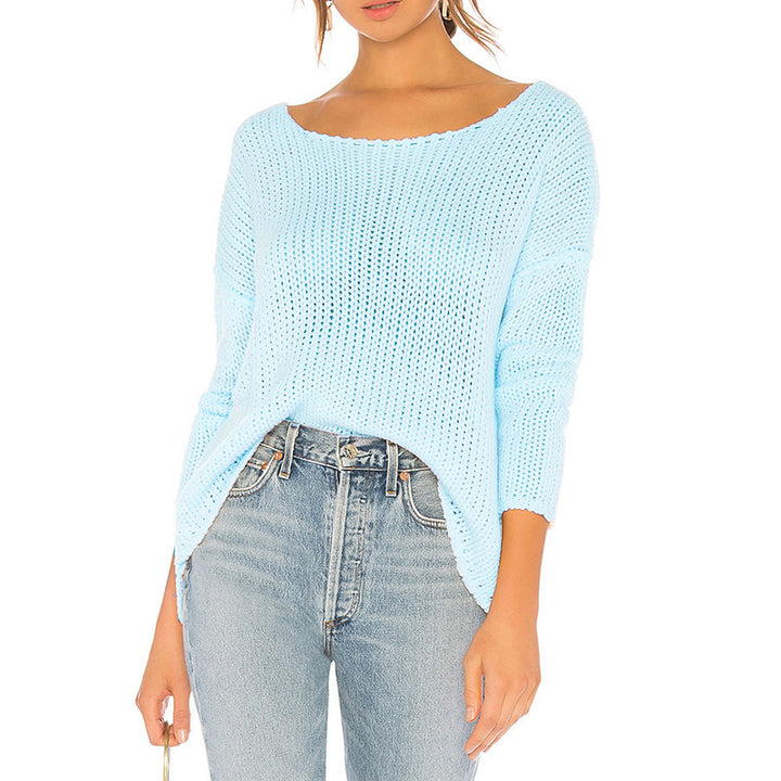 Damen luftiger Strickpullover mit weitem Schnitt und modernen Details Drune