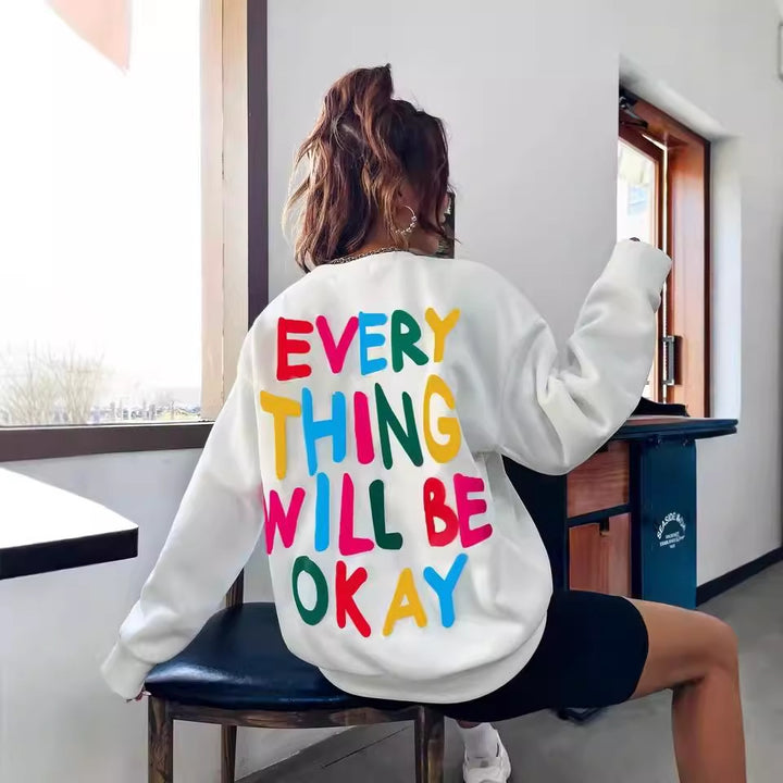 Damen Sweatshirt mit buntem Schriftzug Drune