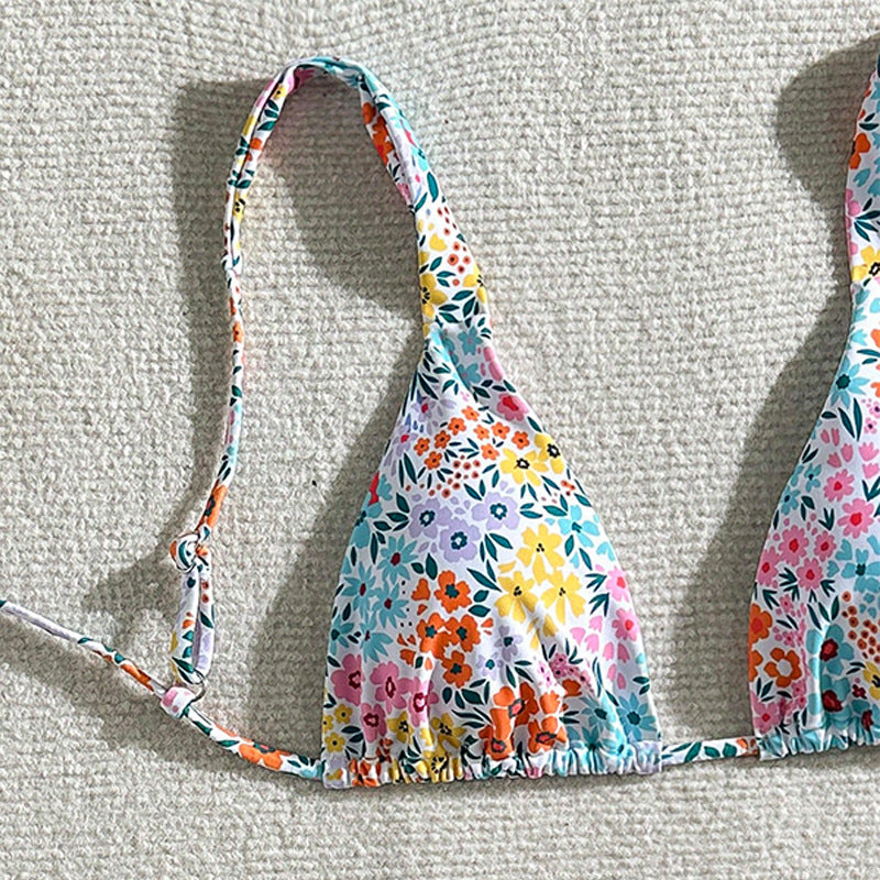 Damen Triangel-Bikini mit verstellbaren Trägern und floralem Muster Drune