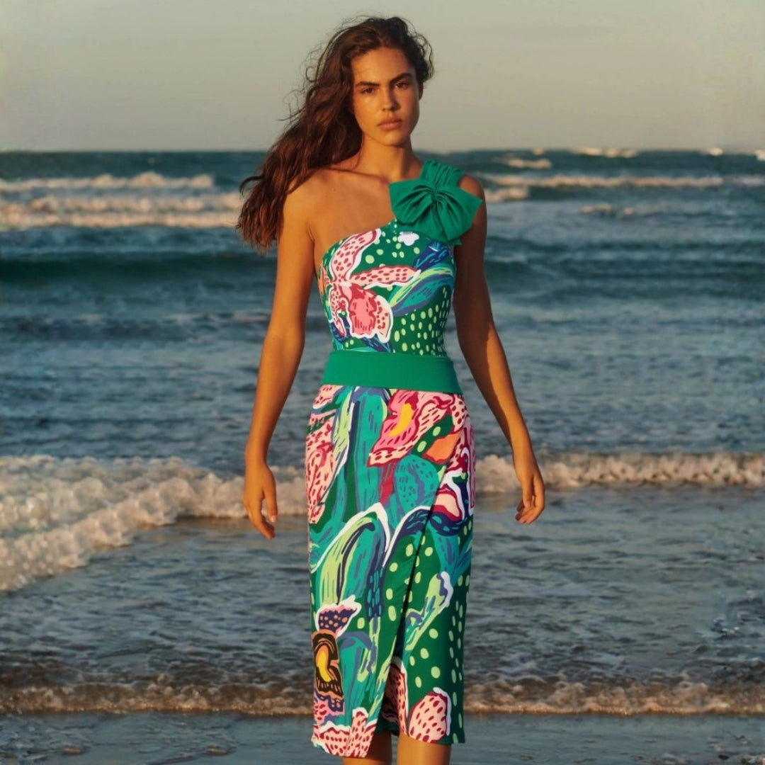 Damen Badeanzug Set mit farbenfrohem Muster Drune