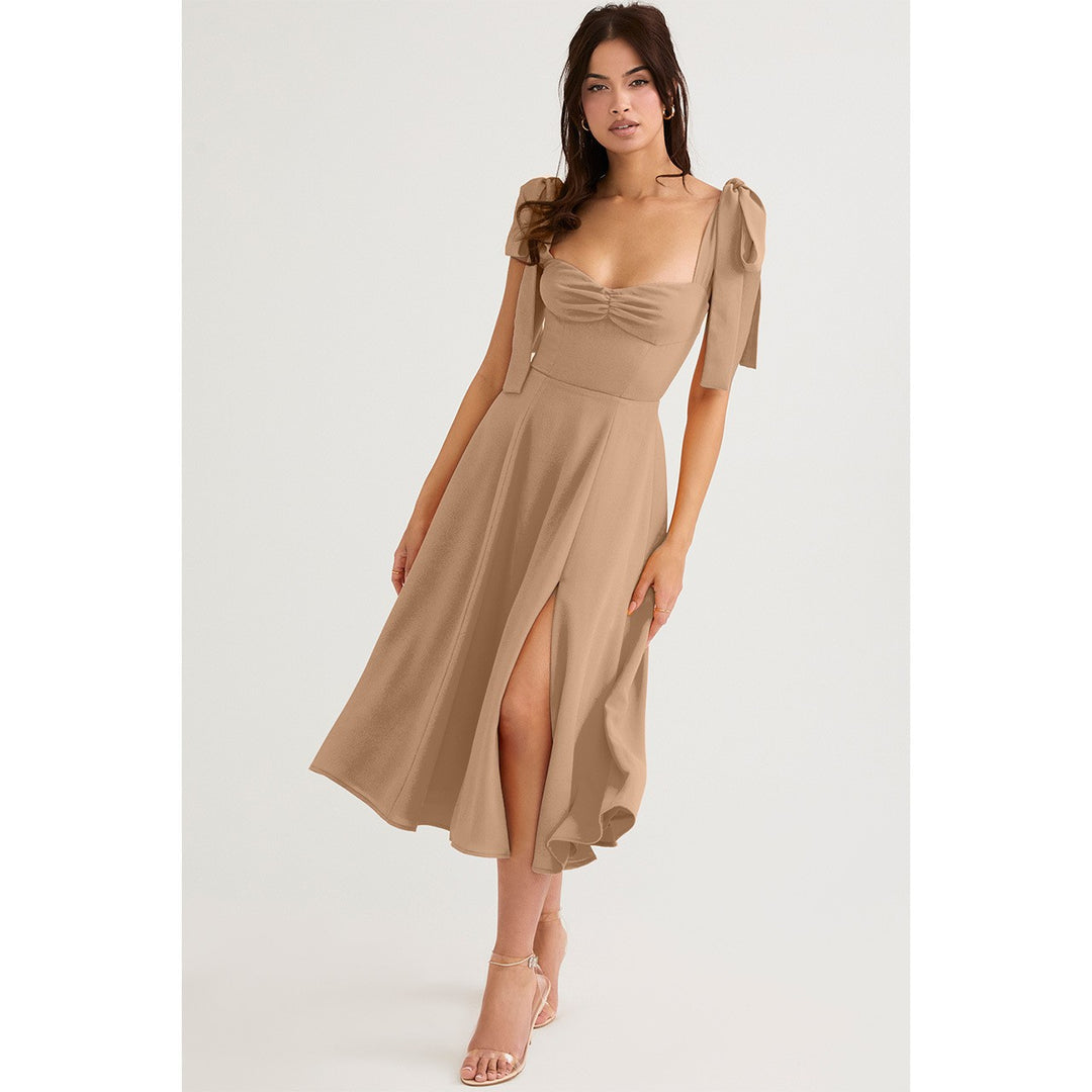 Damen Maxikleid mit verstellbaren Trägern und seitlichem Schlitz Drune