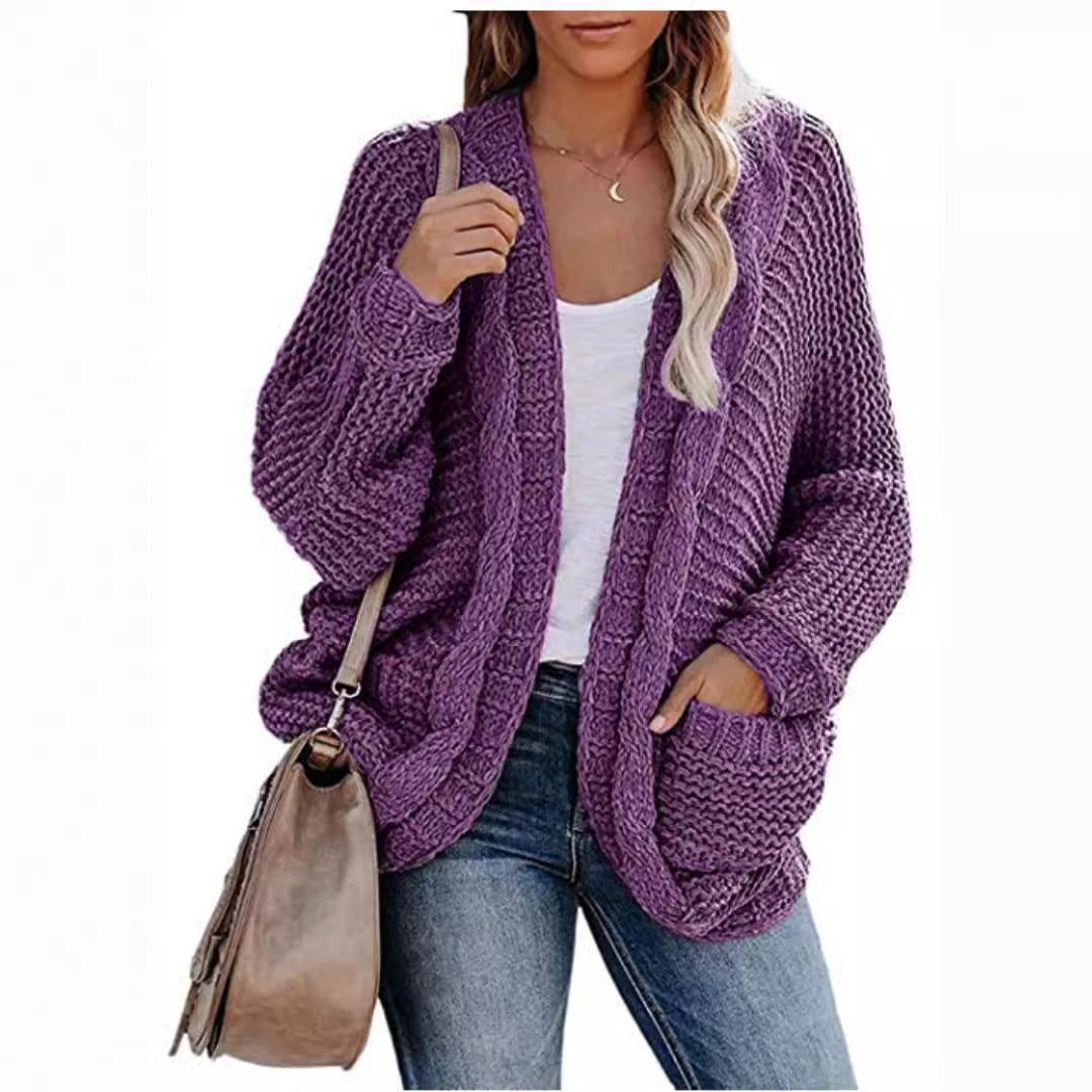Damen Grobstrickjacke mit offenen Taschen und lässigem Schnitt Drune