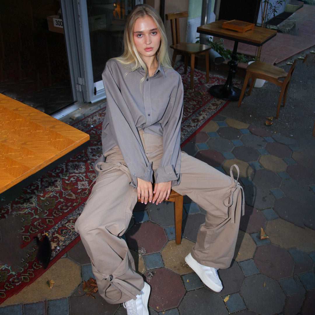 Damen Langarmshirt mit lässigem Schnitt und Binde-Details Drune