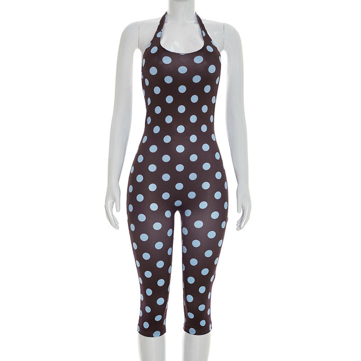 Damen Sportanzug mit Polka-Dots und tiefem V-Ausschnitt Drune