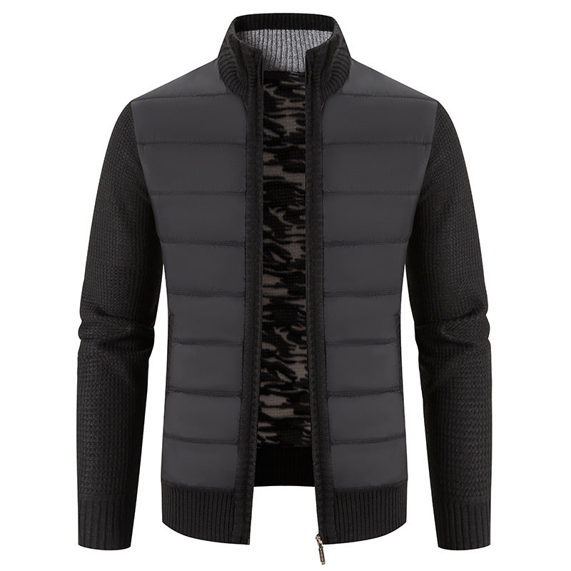 Herren nan Hybrid-Strick-Steppjacke mit wattierter Front, ergonomischen Strickärmeln und hohem Stehkragen Drune