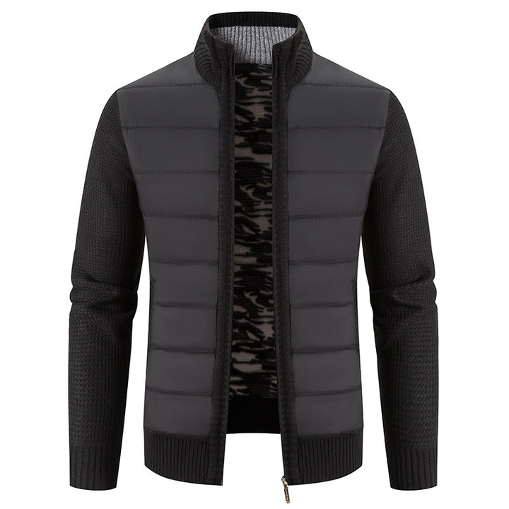 Herren nan Hybrid-Strick-Steppjacke mit wattierter Front, ergonomischen Strickärmeln und hohem Stehkragen Drune