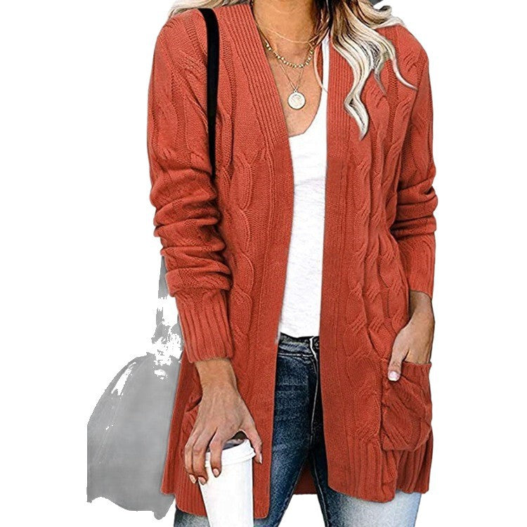 Damen Strickjacke im eleganten Kabelmuster mit offenen Taschen Drune