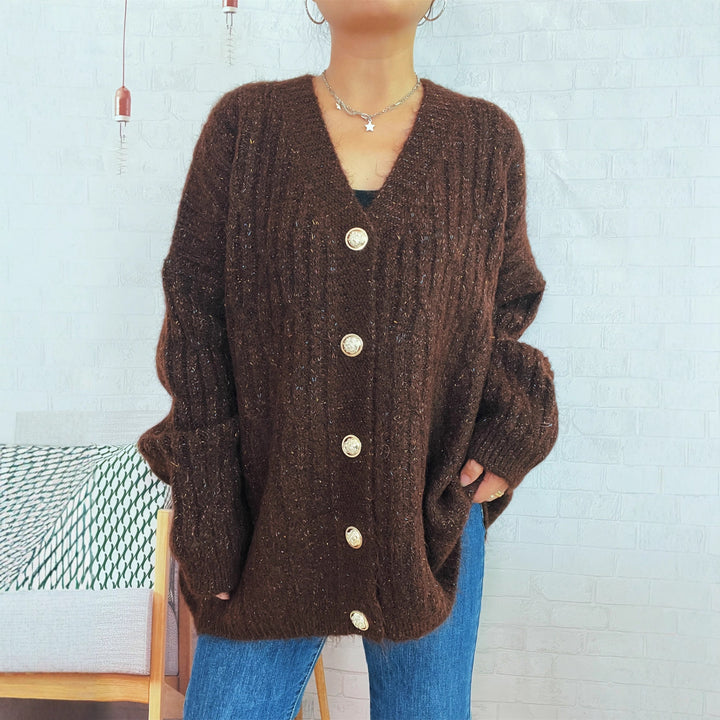 Damen Strickjacke mit luxuriöser Struktur und eleganten Knopfdetails Drune