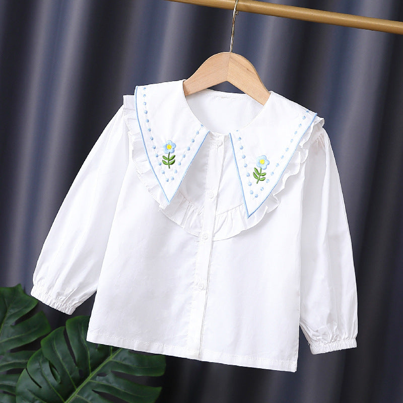 Mädchen Rüschenbluse mit besticktem Kragen Drune