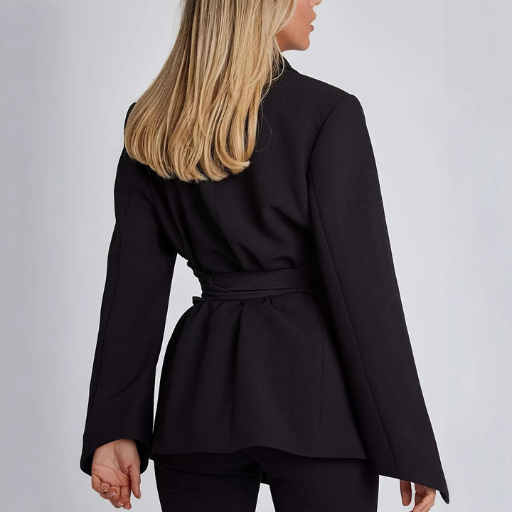 Damen eleganter Blazer mit tailliertem Schnitt und praktischem Gürtel Drune