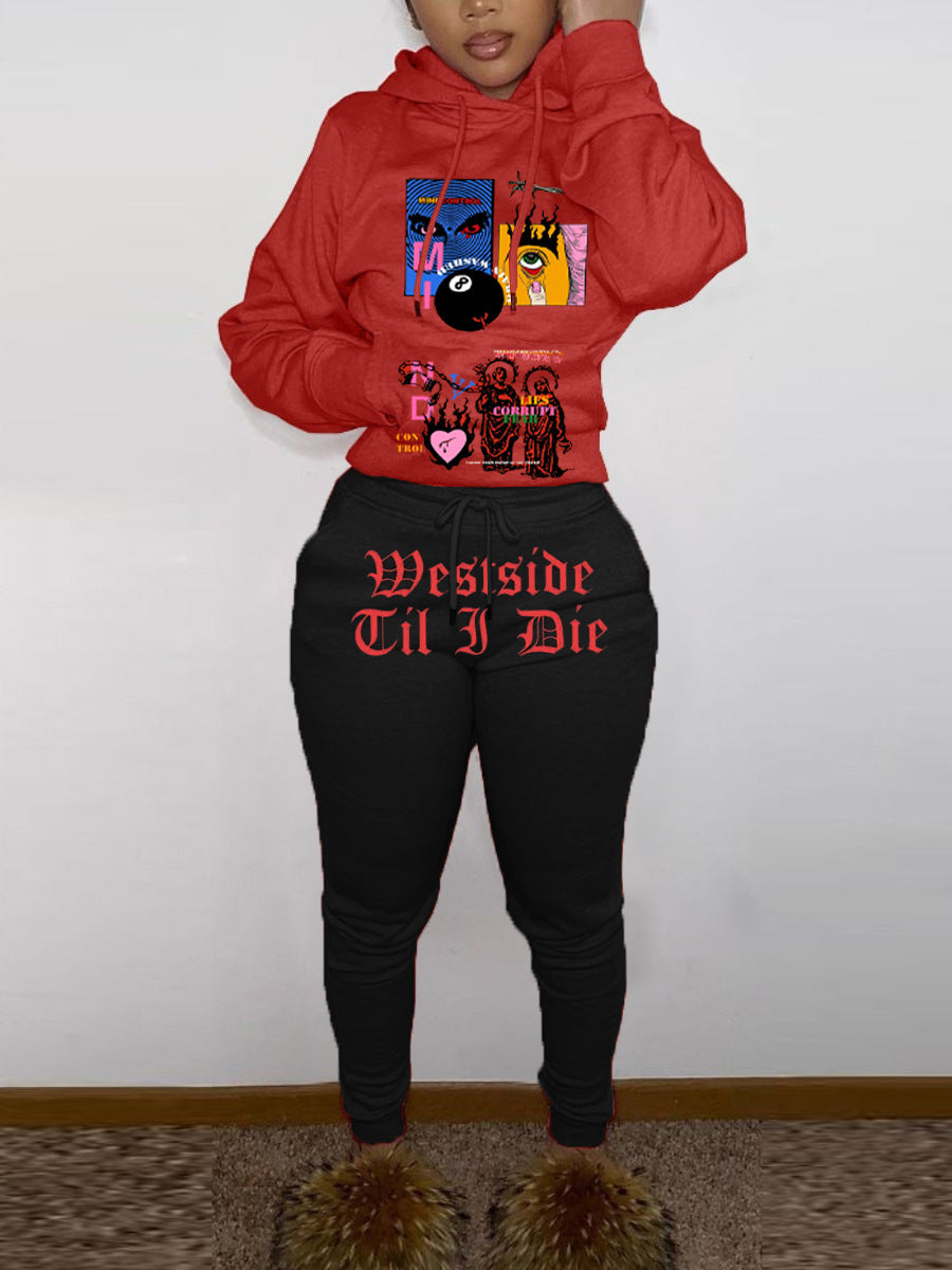 Damen Hoodie und Jogginghose Set mit einzigartigem Grafikinspiration Drune