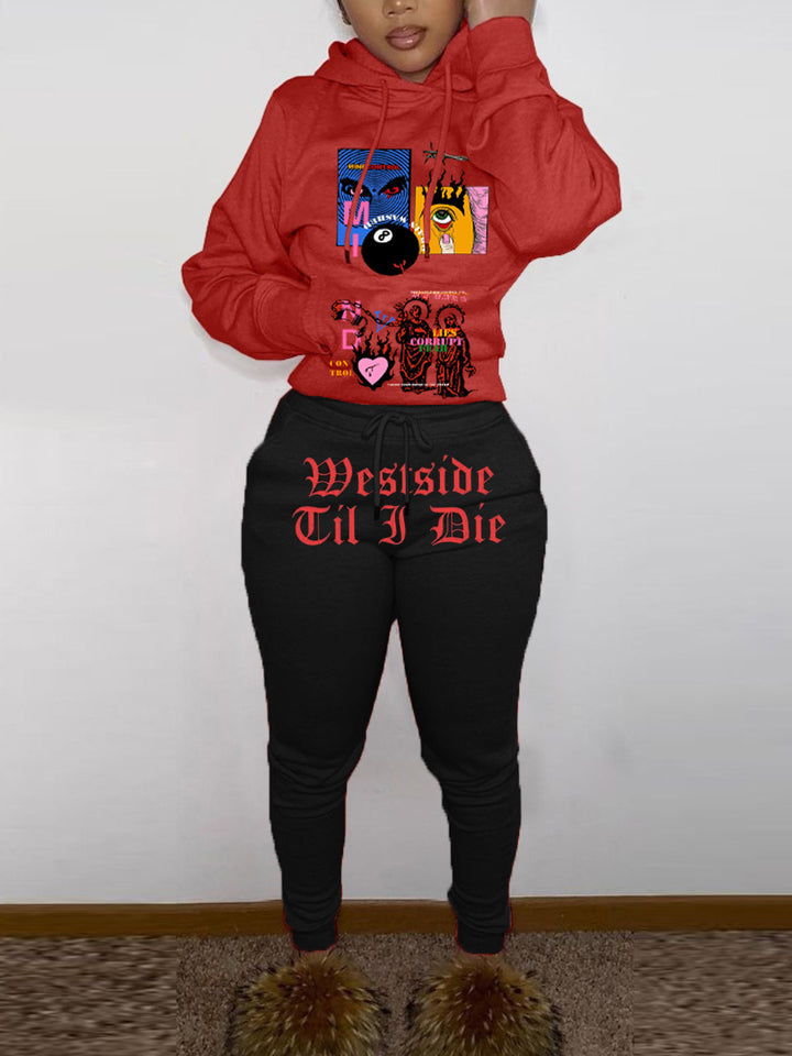 Damen Hoodie und Jogginghose Set mit einzigartigem Grafikinspiration Drune