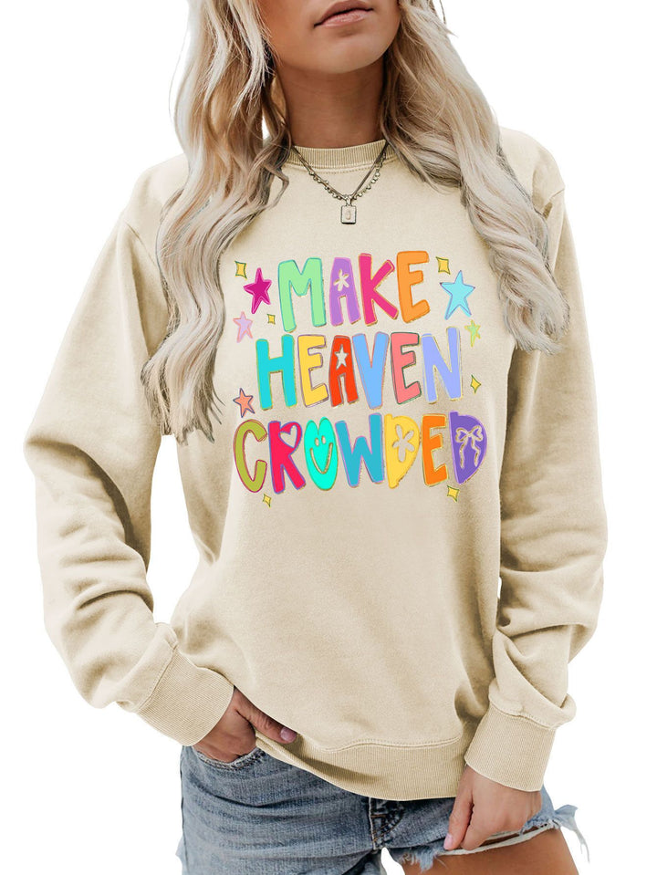 Damen Sweatshirt mit buntem Motiv und verspieltem Schriftzug Drune