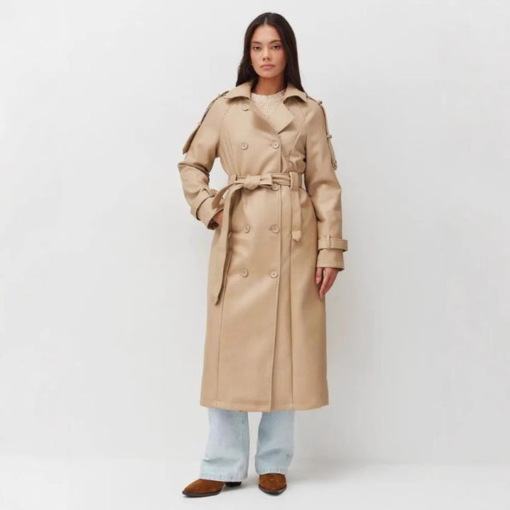 Damen modischer Trenchcoat mit Gürtel Drune