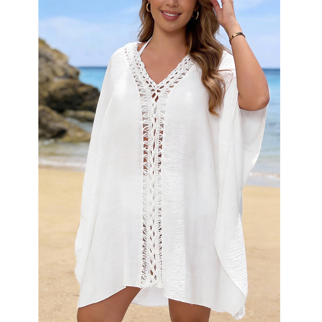 Damen luftiger Strandüberwurf mit Lochstickerei und elegantem Design Drune
