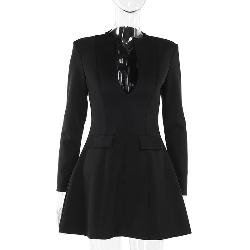 Damen schickes Minikleid mit tiefem Ausschnitt und tailliertem Schnitt Drune